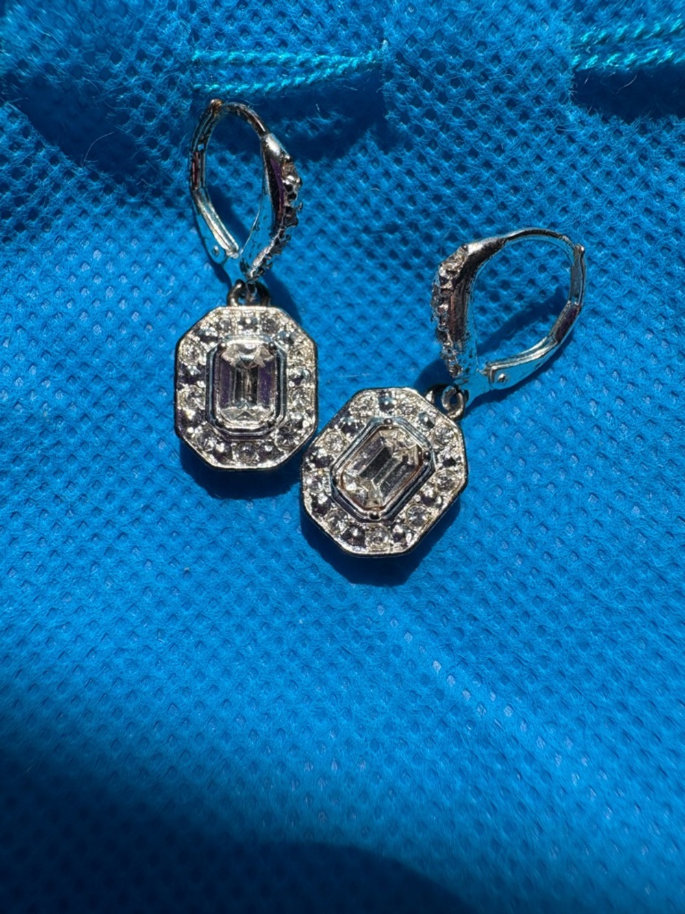 Silver-Tone Crystal Drop Earrings